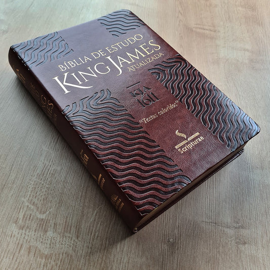 Bíblia de Estudo King James Atualizada | 1611 | Letra Normal | Capa Luxo Marrom