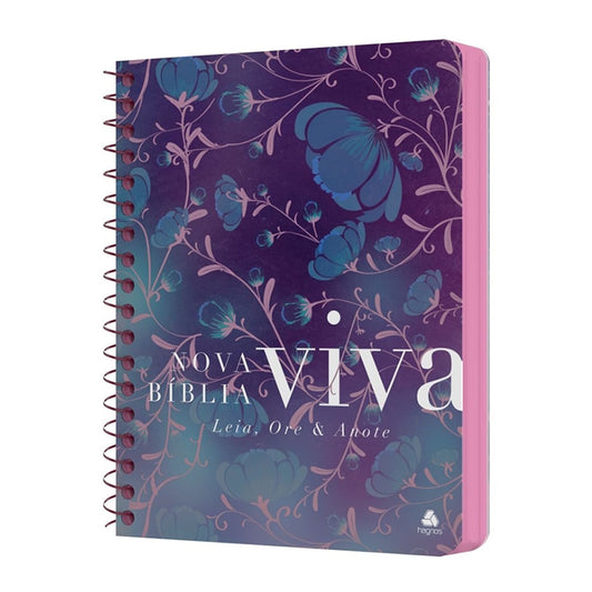 Nova Bíblia Viva Com Espaço para Anotação | Letra Normal | Capa Espiral Flores do Campo