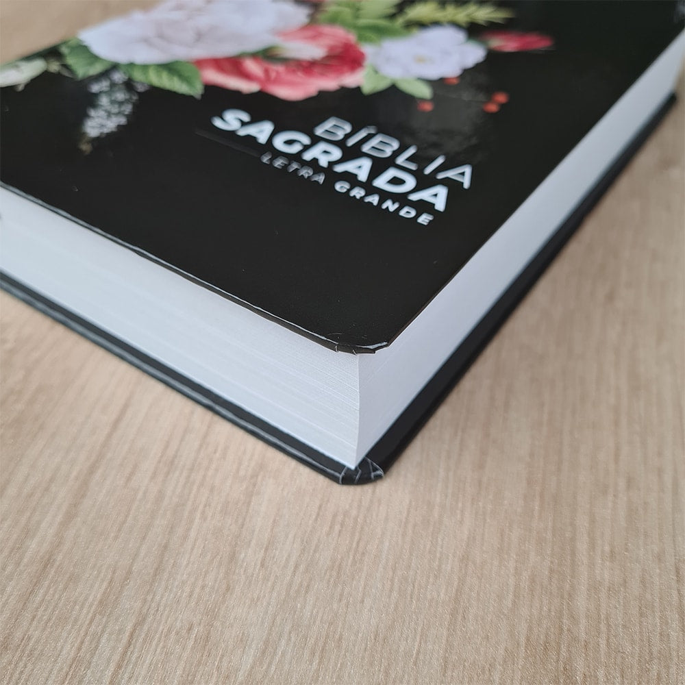 Bíblia Sagrada Preta Rosas | NVI | Letra Grande | Capa Dura