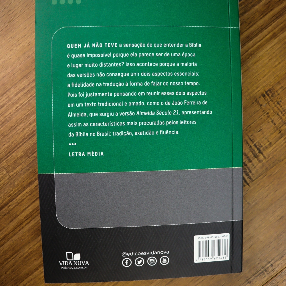Bíblia Sagrada | A21 | Normal | C/ Referencias Cruzadas | Capa Brochura Verde e Cinza