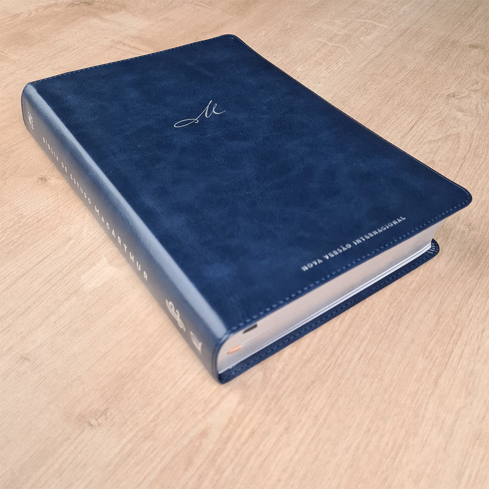Bíblia De Estudo MacArthur | NVI | Letra Normal | Capa Luxo Azul