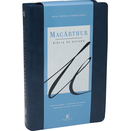 Bíblia De Estudo MacArthur | NVI | Letra Normal | Capa Luxo Azul
