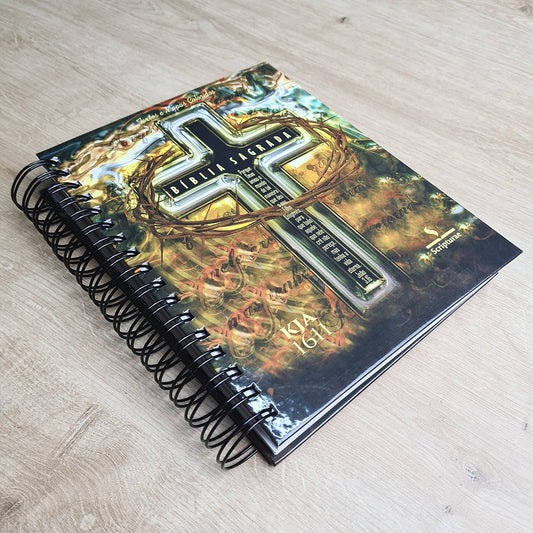 Bíblia Sagrada KJA 1611 | Letra Normal | Capa Dura Espiral Cruz