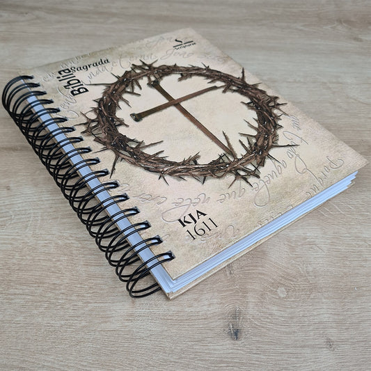 Bíblia Sagrada KJA 1611 | Letra Normal | Capa Dura Espiral Coroa de Espinhos