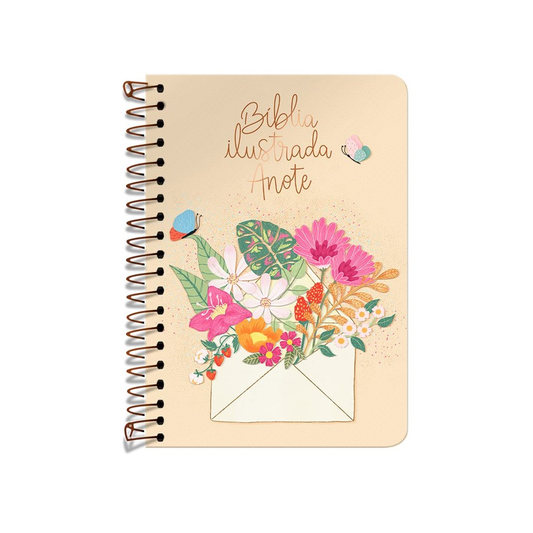 Bíblia Ilustrada Anote Cartão de Primavera | NVT | Letra Normal | Capa Dura Espiral