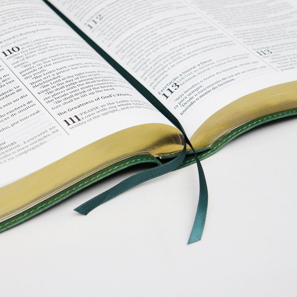 Bíblia Bilíngue | Português e Inglês | ACF | KJV | Leitura Perfeita | Couro Soft Verde