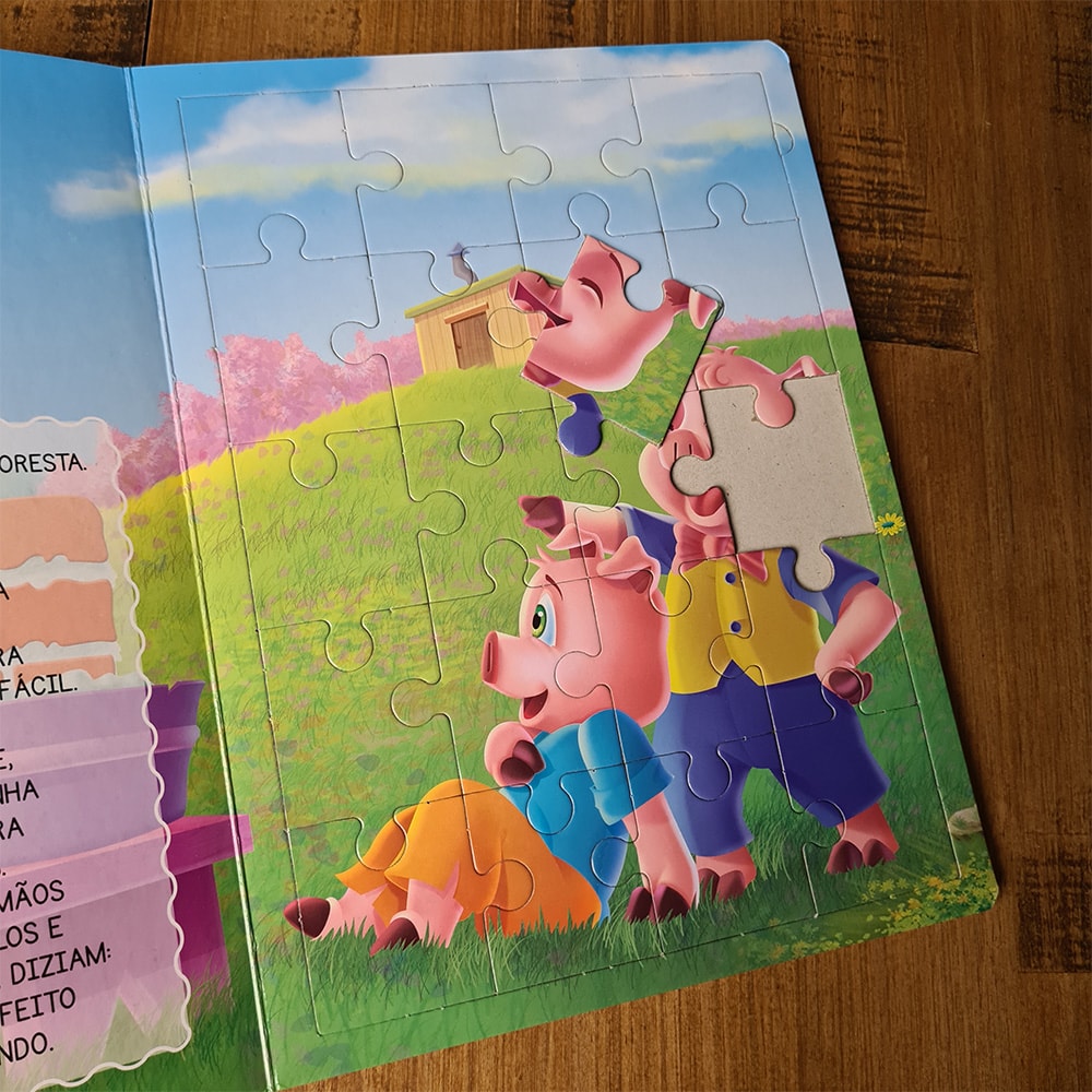 Livro Quebra-Cabeça Divertido | Os Três Porquinhos | 60 Peças