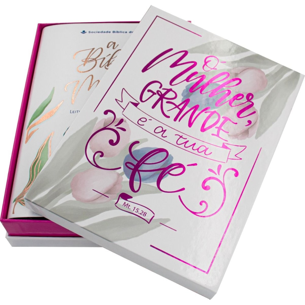 A Bíblia da Mulher Compacta | ARC | Letra Normal | Capa Luxo Branca Tulipa