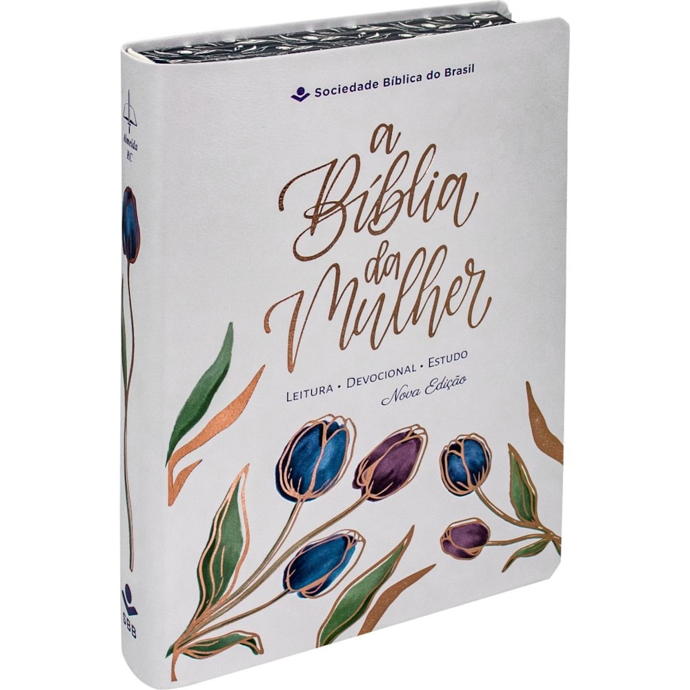 A Bíblia da Mulher Compacta | ARC | Letra Normal | Capa Luxo Branca Tulipa