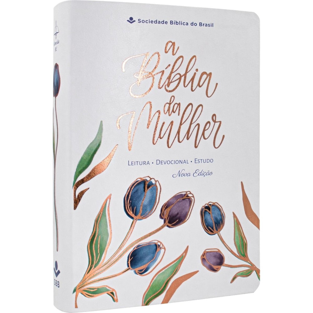 A Bíblia da Mulher Compacta | ARC | Letra Normal | Capa Luxo Branca Tulipa