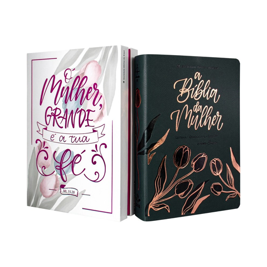 Bíblia da Mulher Compacta | ARC | Letra Normal | Capa Luxo Azul Tulipa