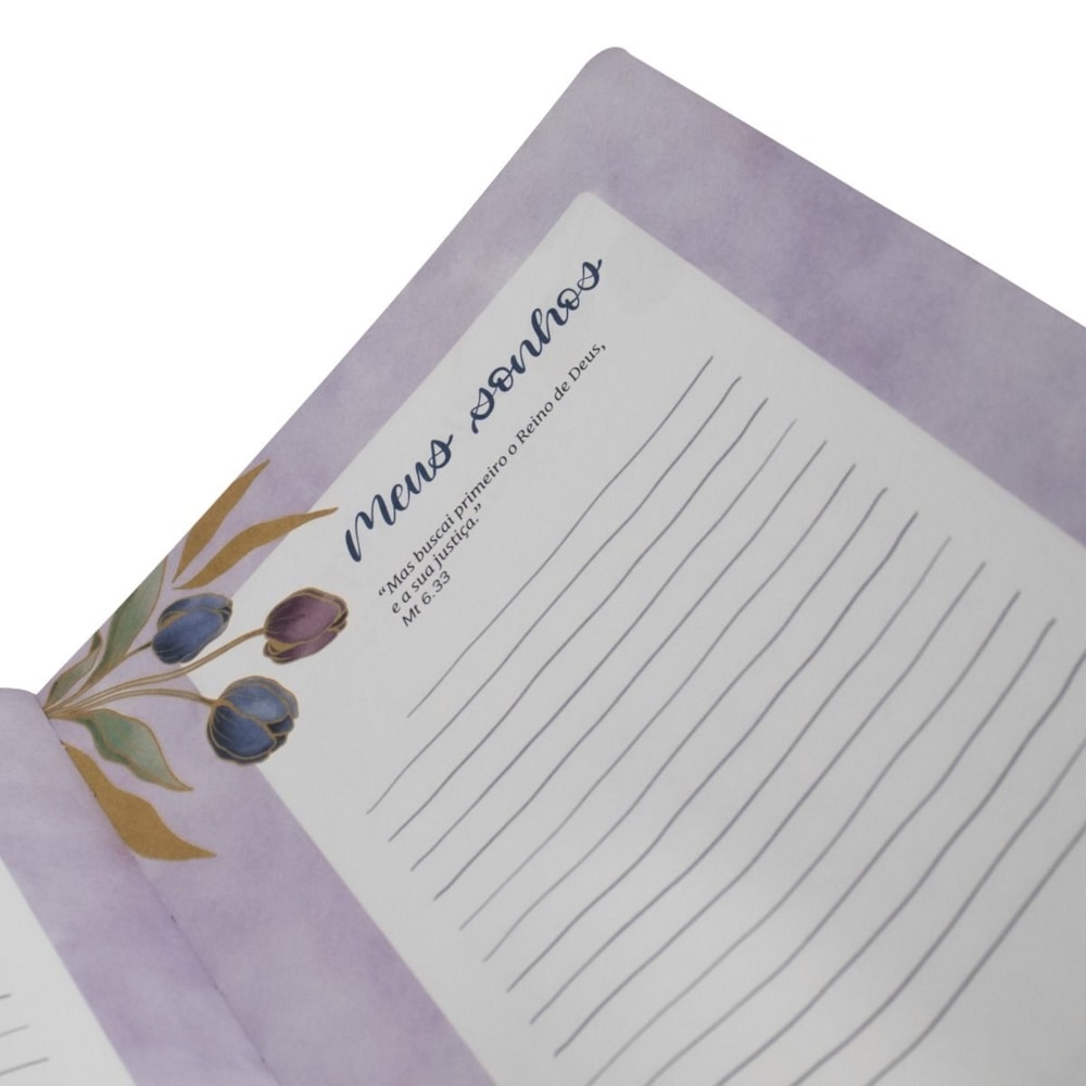 Bíblia da Mulher Compacta | ARC | Letra Normal | Capa Luxo Azul Tulipa