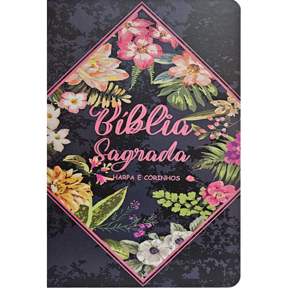 Bíblia Sagrada com Harpa Avivada e Corinhos | Letra Hipergigante | ARC | Semi-flexível Flores Havaí