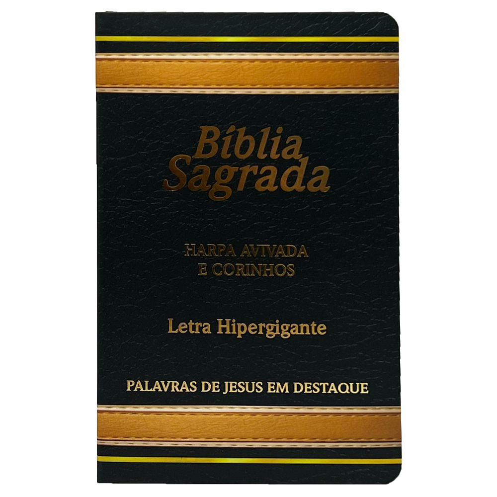 Bíblia Sagrada com Harpa Avivada e Corinhos | Letra Hipergigante | ARC | Capa Preta Luxo