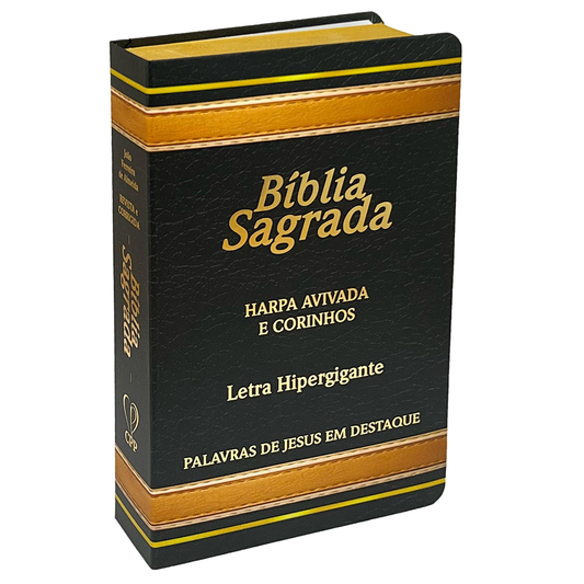 Bíblia Sagrada com Harpa Avivada e Corinhos | Letra Hipergigante | ARC | Capa Preta Luxo