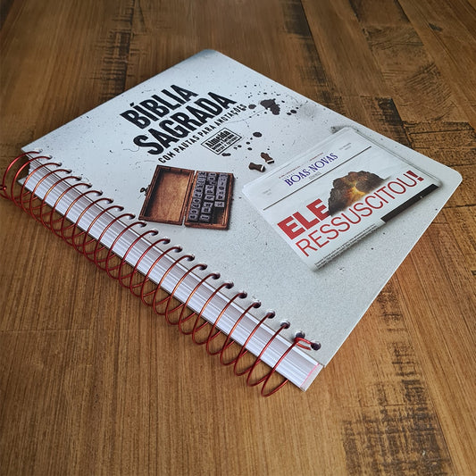 Bíblia com Pautas para Anotações | ARC | Harpa e Corinhos | Letra Normal | Capa Dura Espiral Ressuscitou