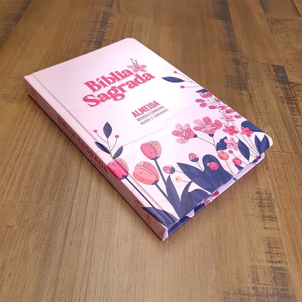 Bíblia Sagrada Slim | Harpa e Corinhos | ARC | Letra Normal | Capa Dura Floral Cartoon