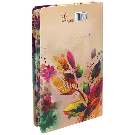 Bíblia Sagrada Slim | Harpa e Corinhos | ARC | Letra Normal | Capa Dura Flores e Folhas