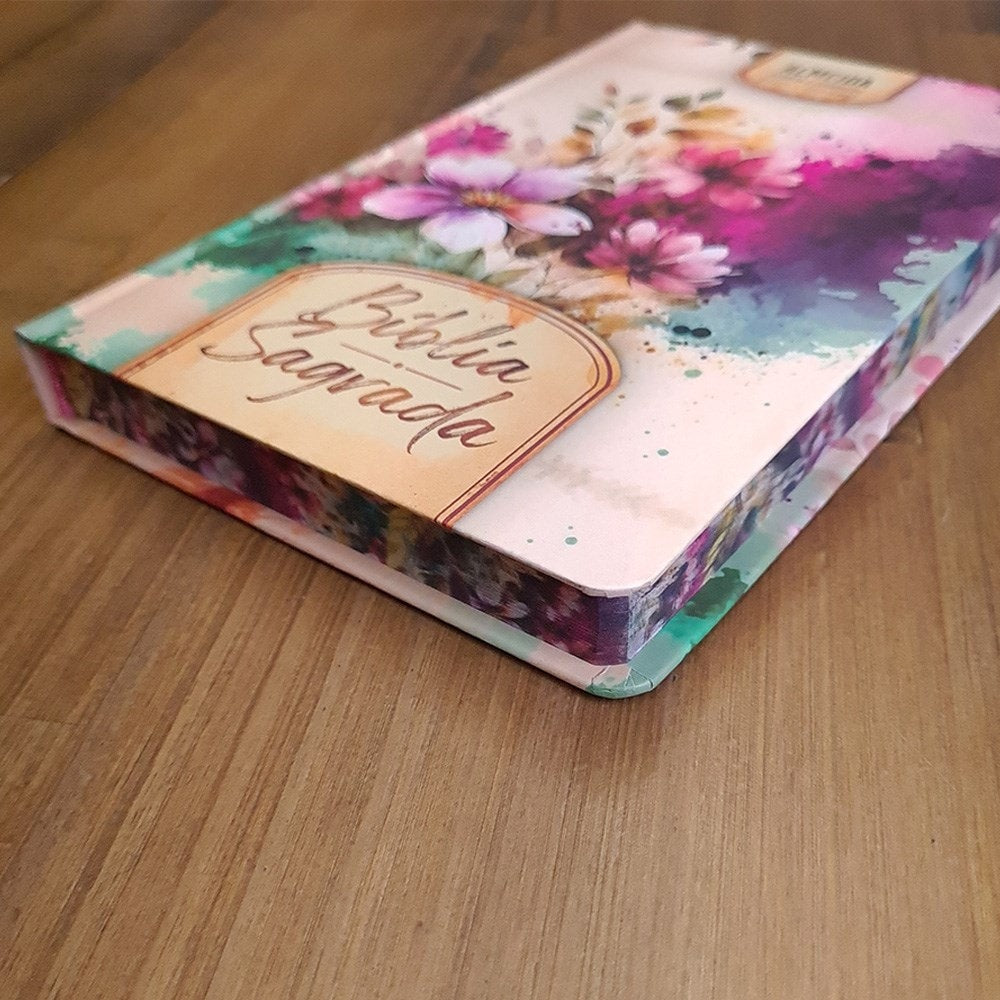 Bíblia Sagrada Slim | Harpa e Corinhos | ARC | Letra Normal | Capa Dura Flores e Folhas