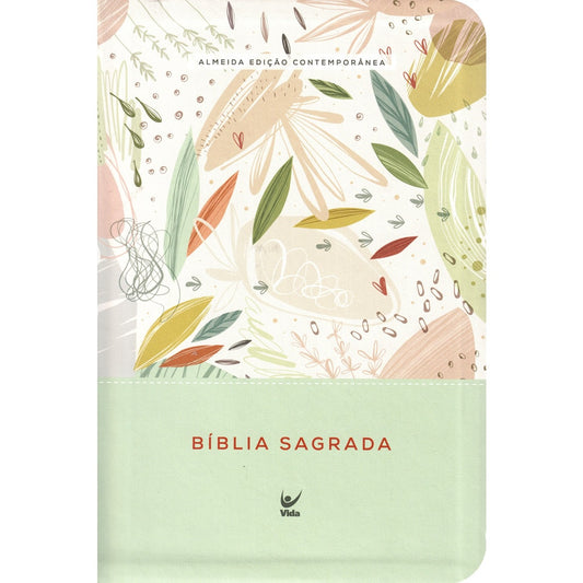 Bíblia Sagrada | AEC | Letra Gigante | Capa Semi Luxo Verde Estampada