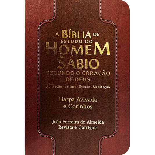 Bíblia de Estudo do Homem Sábio | ARC | Letra Gigante | C/ Harpa e Corinhos | Capa Luxo Bordô e Marrom