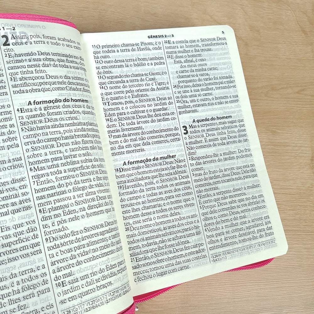 Bíblia Sagrada | ARA | Letra Gigante | Capa Luxo Pink C/ Zíper