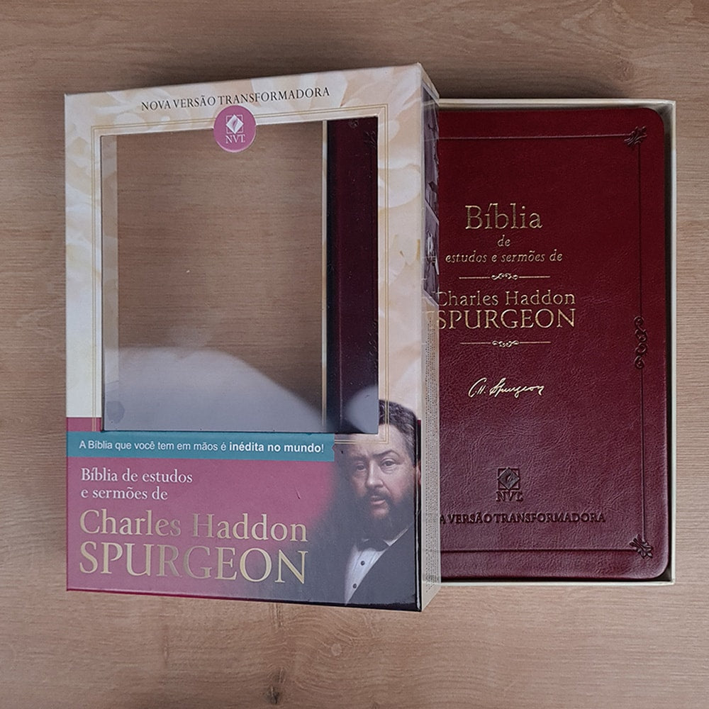 Bíblia de Estudos e Sermões de C H Spurgeon | NVT | Letra Normal | Capa Luxo Vinho