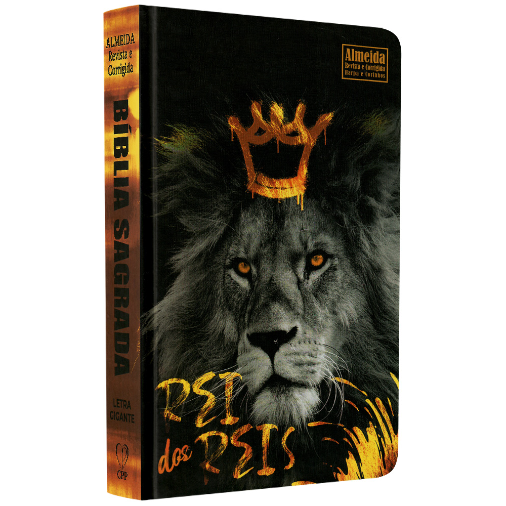 Bíblia Sagrada | ARC | Harpa Avivada e Corinhos | Letra Gigante | Capa Dura Leão Amarelo