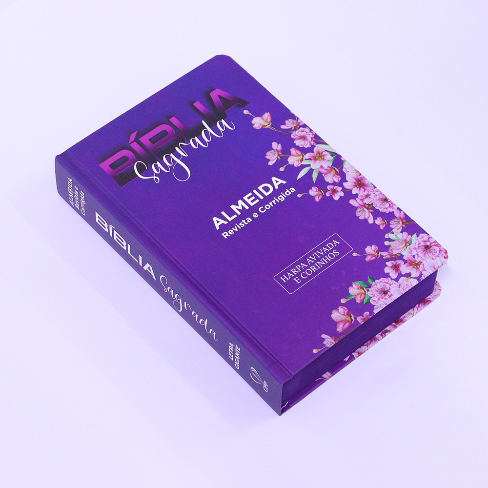 Bíblia Sagrada | ARC | Letra Gigante | C/ Harpa e Corinhos | Capa Dura Floral Roxa