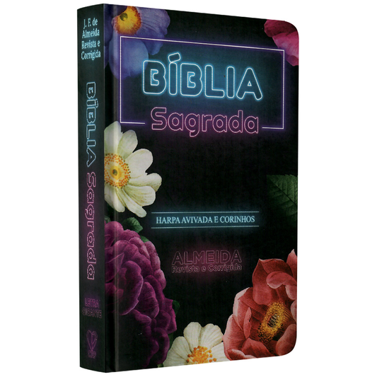 Bíblia Sagrada | ARC | Harpa Avivada e Corinhos | Letra Gigante | Capa Dura Floral Neon