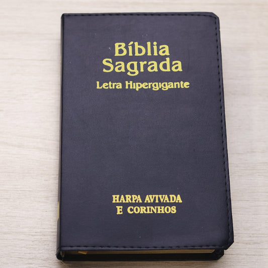 Bíblia Sagrada | ARC | Letra Hipergigante | Capa Luxo Azul | Harpa Avivada e Corinhos