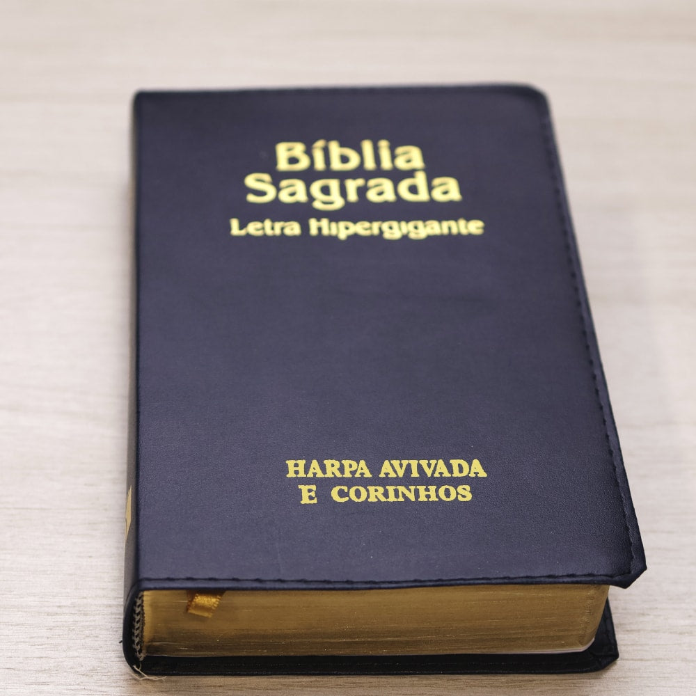 Bíblia Sagrada | ARC | Letra Hipergigante | Capa Luxo Azul | Harpa Avivada e Corinhos
