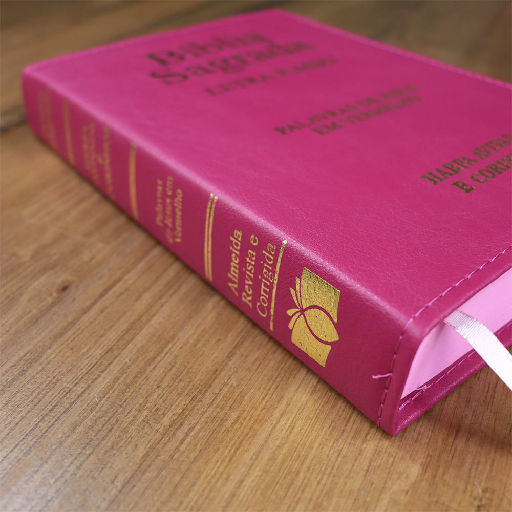 Bíblia Sagrada | ARC | Letra Jumbo | Capa Luxo Pink | Harpa Avivada e Corinhos