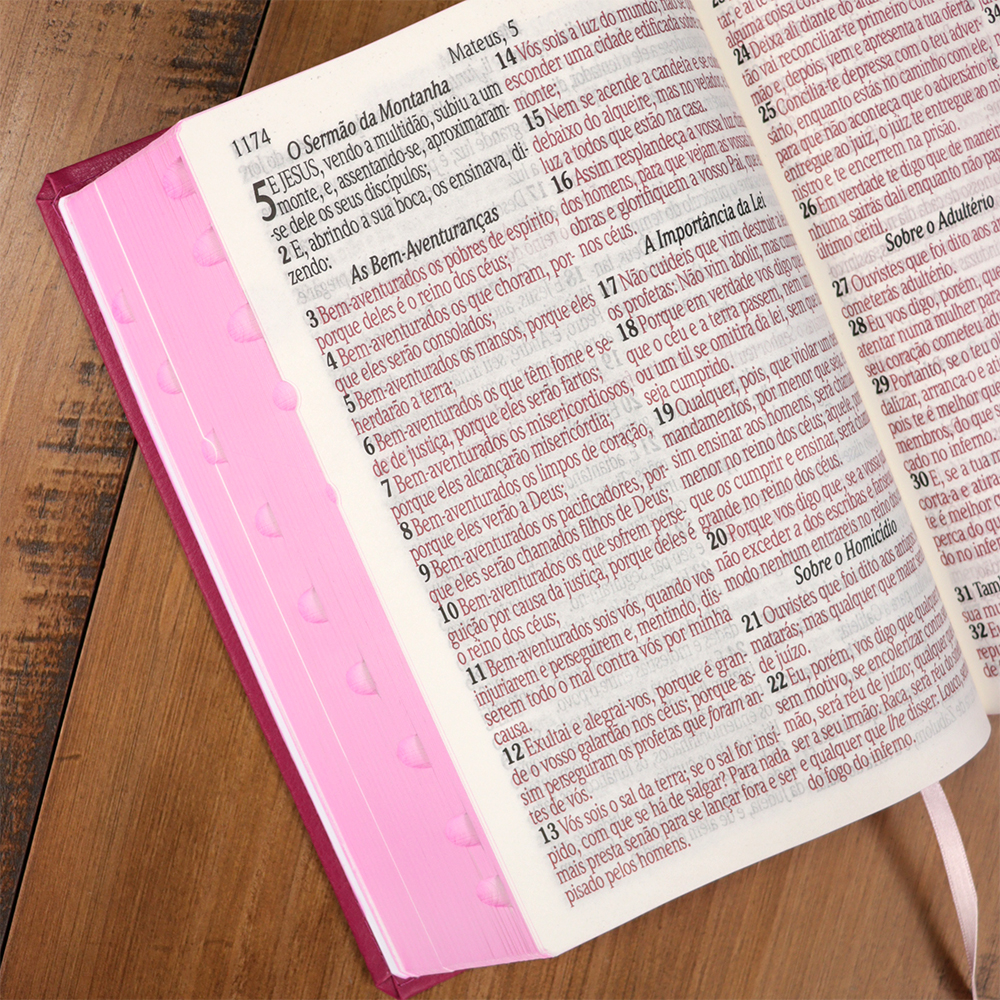 Bíblia Sagrada | ARC | Letra Jumbo | Capa Luxo Pink | Harpa Avivada e Corinhos