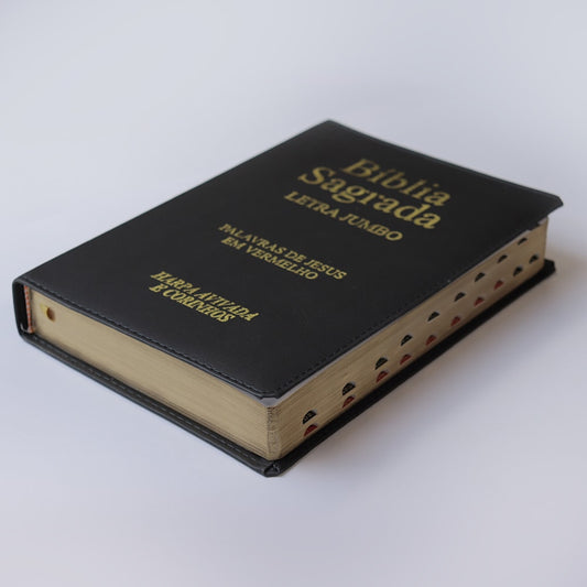 Bíblia Sagrada | ARC | Letra Jumbo | Capa Luxo Preta | Harpa Avivada e Corinhos