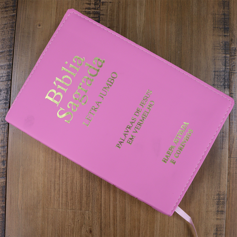 Bíblia Sagrada | ARC | Letra Jumbo | Capa Luxo Rosa | Harpa Avivada e Corinhos