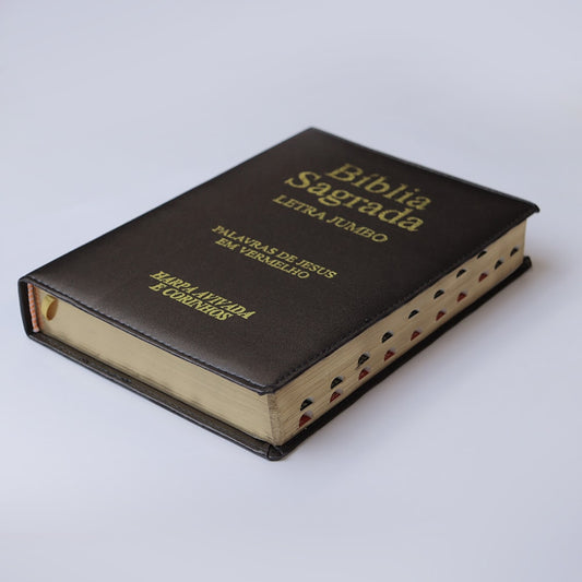 Bíblia Sagrada | ARC | Letra Jumbo | Capa Luxo Marrom | Harpa Avivada e Corinhos