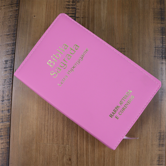 Bíblia Sagrada | ARC | Letra Hipergigante | Capa Luxo Rosa | Harpa Avivada e Corinhos