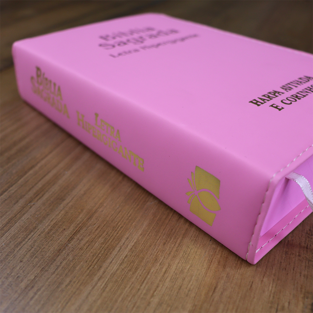 Bíblia Sagrada | ARC | Letra Hipergigante | Capa Luxo Rosa | Harpa Avivada e Corinhos