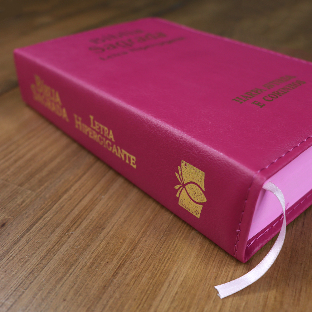 Bíblia Sagrada | ARC | Letra Hipergigante | Capa Luxo Pink | Harpa Avivada e Corinhos