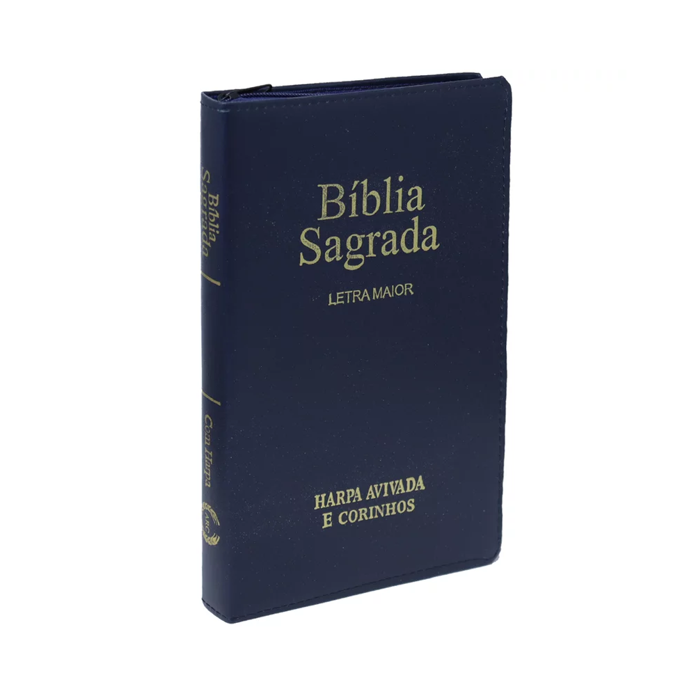 Bíblia Sagrada Slim C/ Zíper | ARC | Letra Maior | Capa Luxo Azul