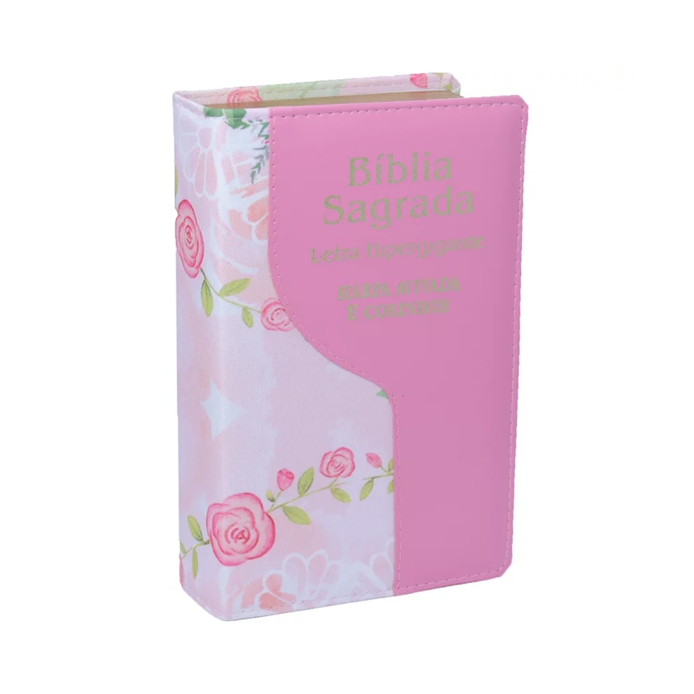 Bíblia Sagrada Com Harpa e Corinhos | ARC | Letra Hipergigante | Capa Luxo Bicolor Rosa