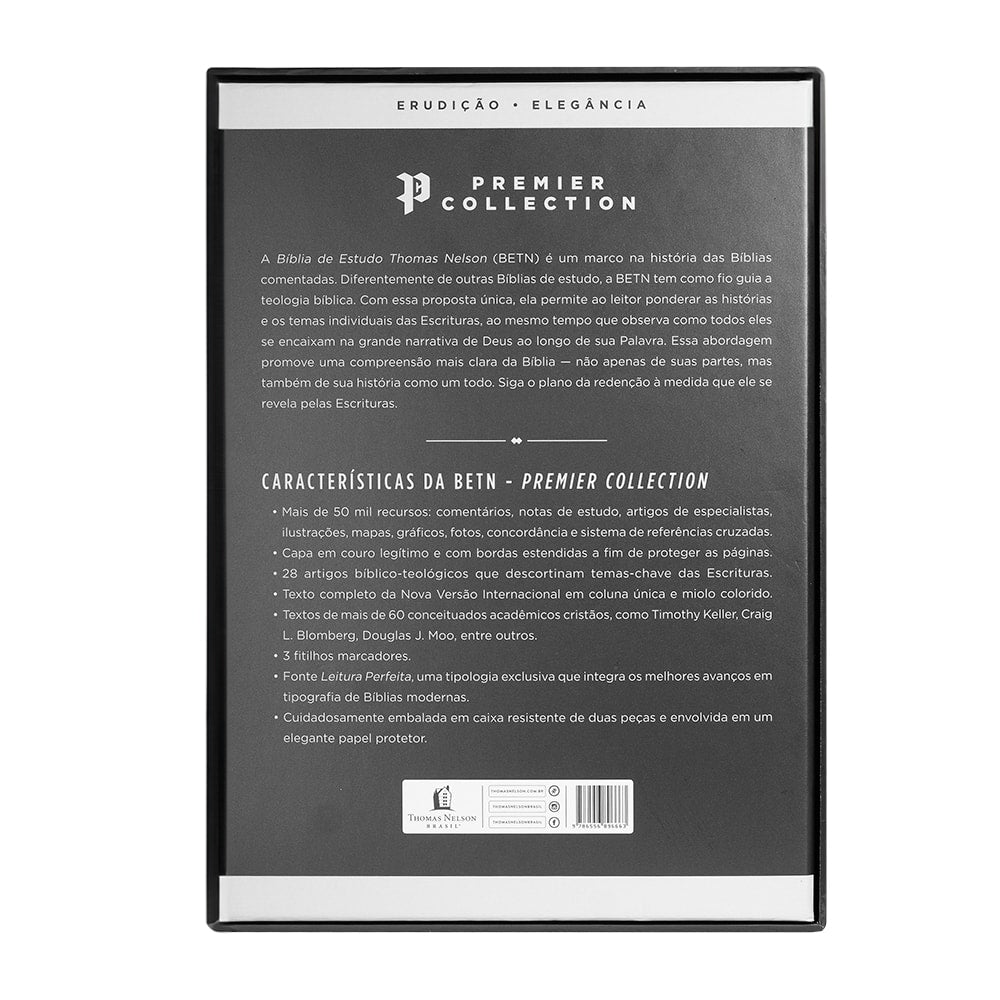 Bíblia De Estudo Thomas Nelson | NVI | Letra Normal | Capa Luxo Preto Couro Legítimo