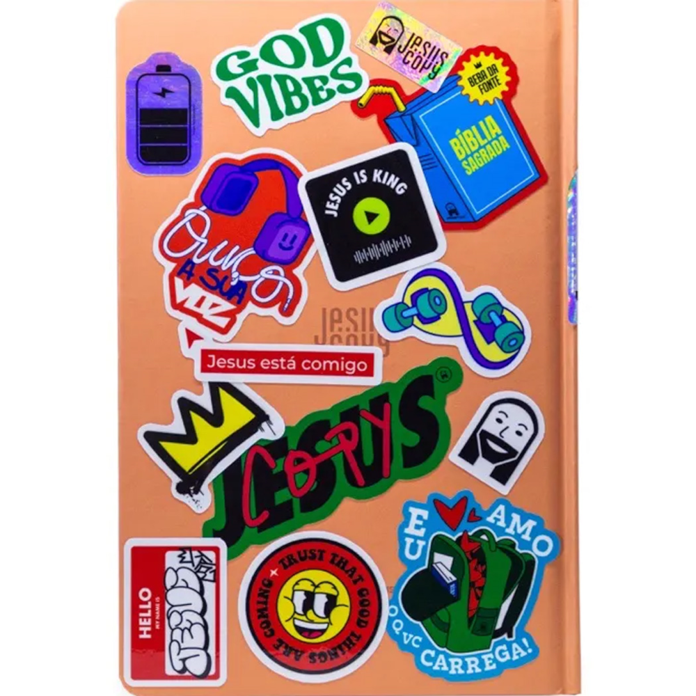 Bíblia Jesus Copy Sticker | NVI | Letra Normal | Capa Dura Terracota