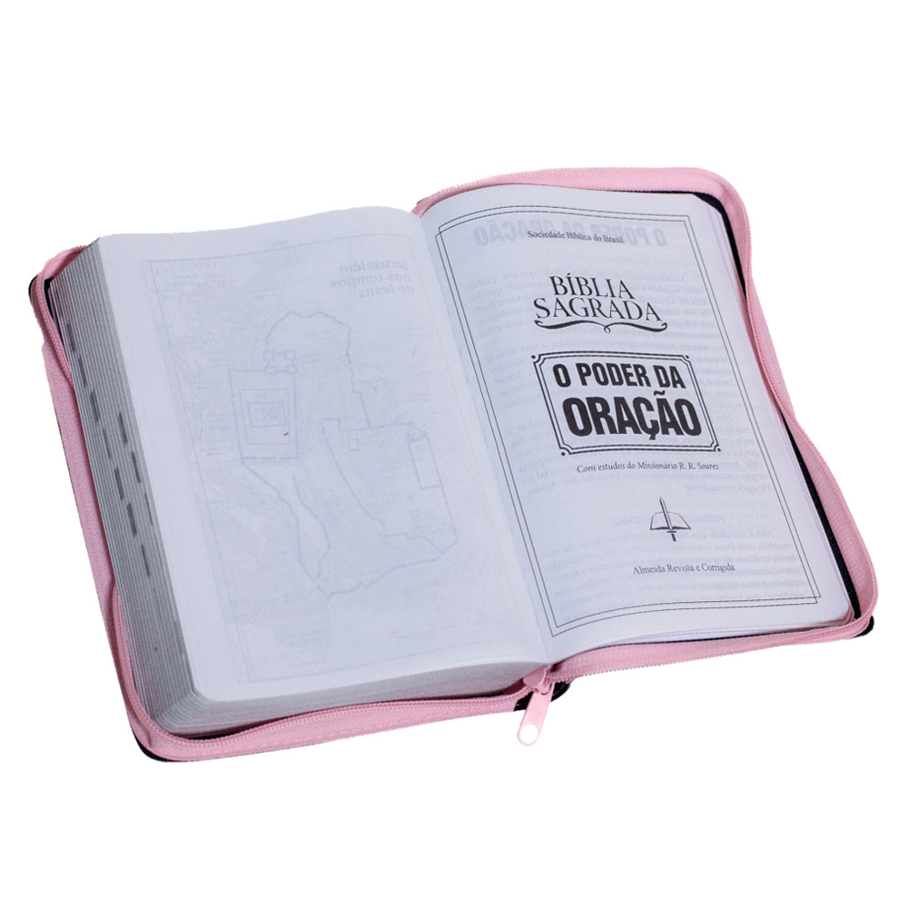 Bíblia Sagrada | O Poder da Oração | ARC | Letra Normal | Capa Semi Luxo Rosa C/Ziper