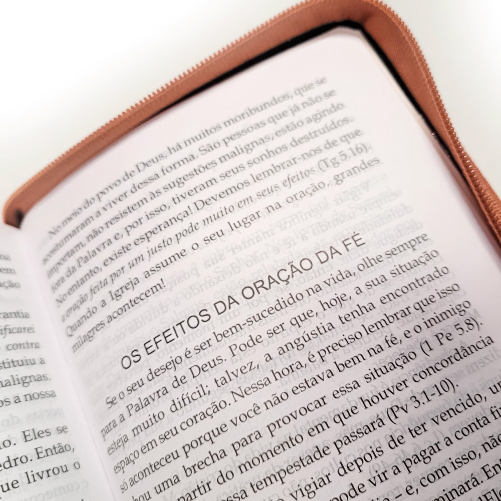 Bíblia Sagrada | O Poder da Oração | ARC | Letra Normal | Capa Semi Luxo Caramelo C/Ziper