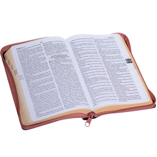 Bíblia Sagrada | O Poder da Oração | ARC | Letra Grandel | Capa Semi Luxo Caramelo C/Ziper S/Borda