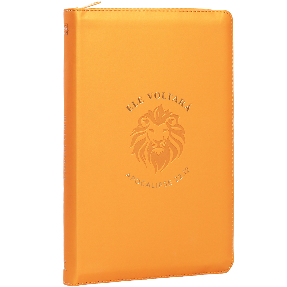 Bíblia Ele Voltará com Zìper | NVI | Letra Normal | Couro Soft Laranja