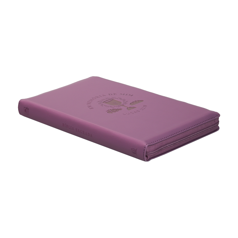 Bíblia Em Memória de Mim com Zìper | NVI | Letra Normal | Couro Soft Roxo