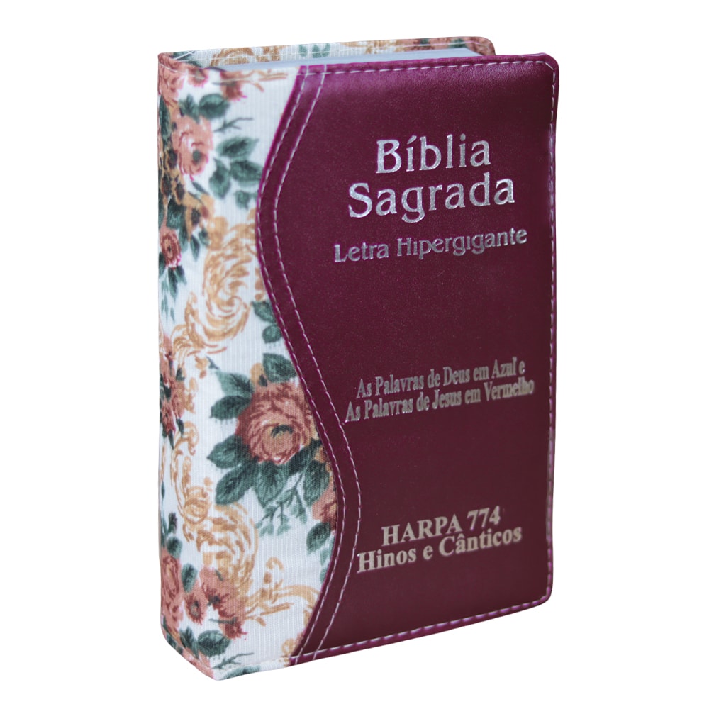 Bíblia Sagrada | ARC | Letra Hipergigante | Capa Luxo Floral Vinho | Harpa 774